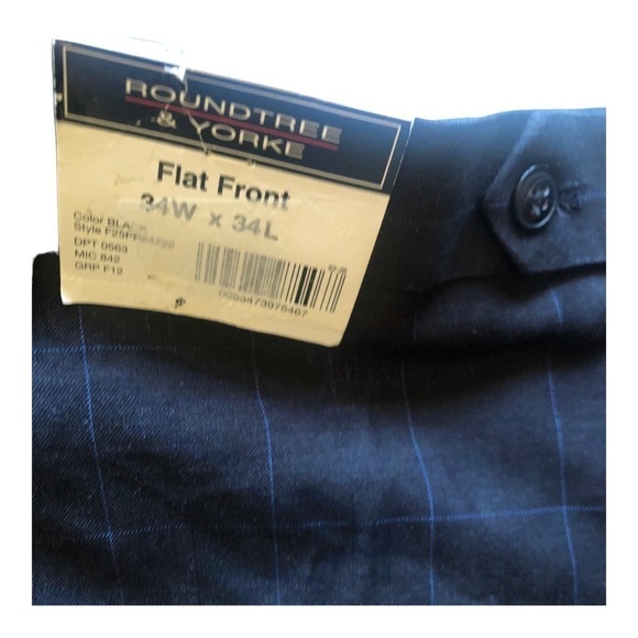 Mens New With Tag Round-tree & Yorke Bleu Navy Dress Pants34W/34 - Picture 3 of 8